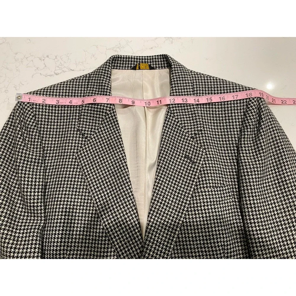 Vintage Oscar de la Renta Blazer Mens 42R Houndstooth Hand Tailored Preppy Wool